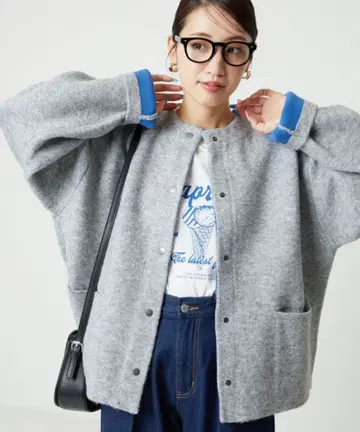 FREAK'S STORE 한정판 뒷배색 스냅 니트 가디건