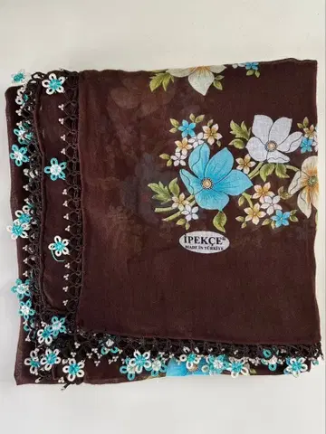 오야 자수 꽃무늬 브라운 스카프 터키 기념품