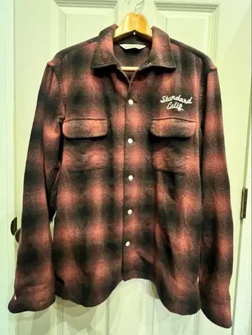 스탠다드 캘리포니아 옴브레 체크 울 셔츠 L RED