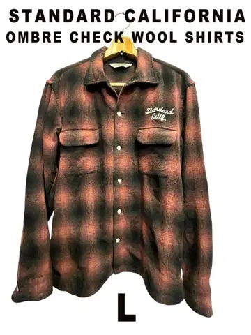 스탠다드 캘리포니아 옴브레 체크 울 셔츠 L RED