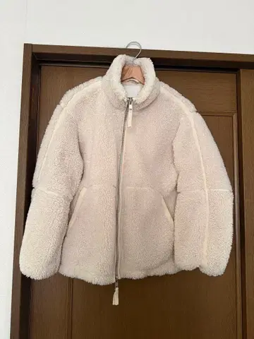 H&M 루즈 테디 보아 플리스 자켓 지퍼 크림