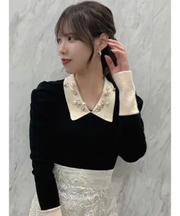 dazzlin 오너먼트 칼라 리브 상의