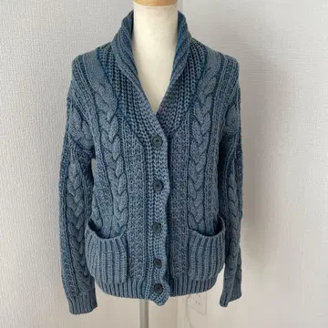 미사용 스콧 클럽 mansart 케이블 니트 가디건 인디고 블루