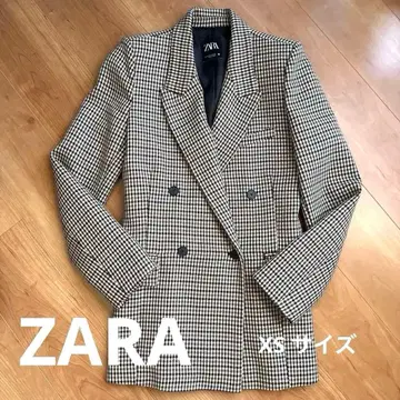 ZARA 체크 무늬 더블 브레스트 자켓 아우터 XS 사이즈