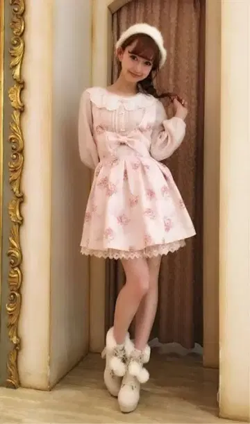 [ 완판템 ] 레어 LIZLISA 스위트 로즈 패턴 점프 스커트