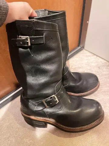 블랙 가죽 엔지니어 부츠 25cm