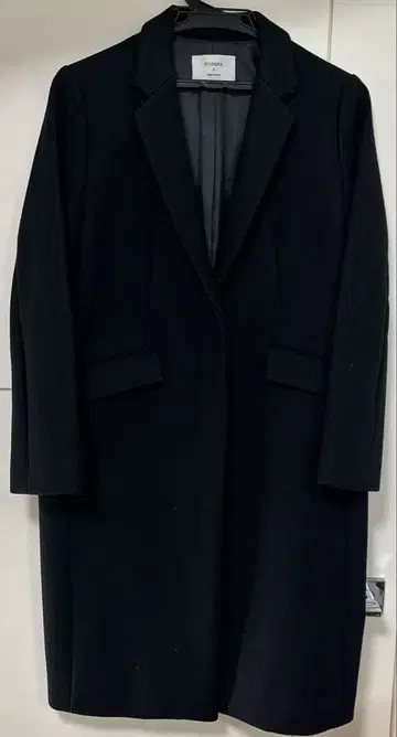 STUDIOUS 블랙 체스터 코트 울 혼방 0 사이즈