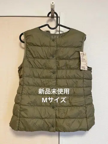 무인양품 경량 다운 노카라 베스트 카키