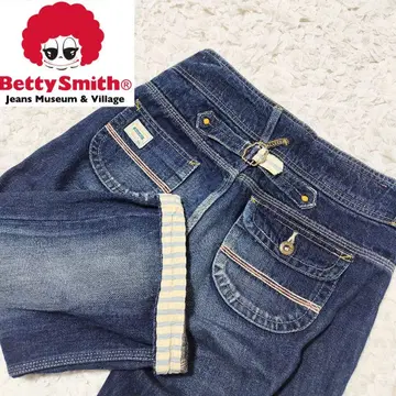 베티 스미스 크롭 데님 팬츠 구제 의류 다크 네이비 JAPAN S