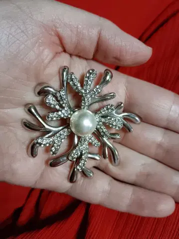 크리스마스 화이트 펄 유키하나 모티브 눈꽃 펜던트 헤드