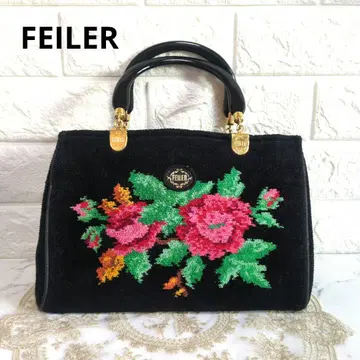새상품급 페이러 꽃무늬 자수 핸드백 블랙