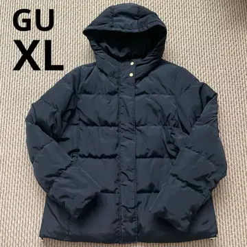 GU 후드 부착 다운 자켓 XL 여성용 아우터 방한 블랙