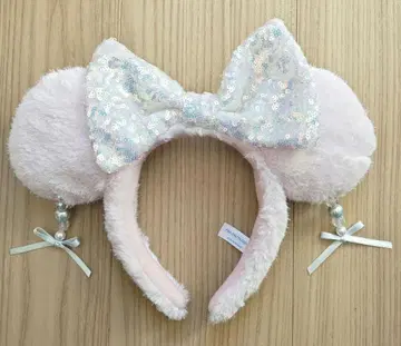 디즈니랜드 핑크색 리본 포함 복슬복슬 머리띠