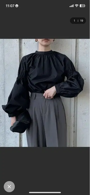 택 포함 새상품, 볼륨 개더 슬리브 블라우스