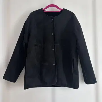 잉게보그 블랙 노카라 자켓 스웨이드풍 리버서블