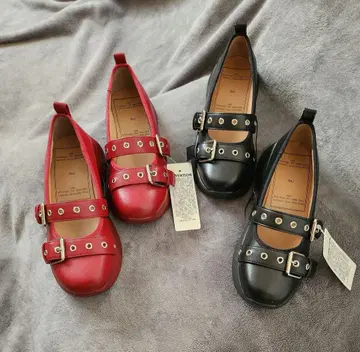 GU x rokh (로쿠) 메리제인 슈즈 블랙 레드