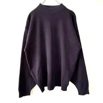 남성용 긴팔 니트 네이비 색 L 사이즈 소매 넉넉함