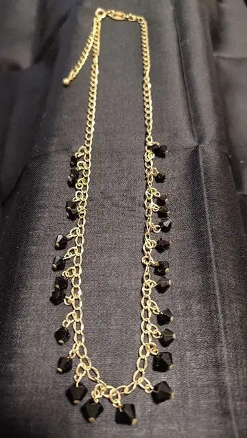 TOKYO JAPAN 8181 각인 블랙 비즈 포함 금속 체인 목걸이