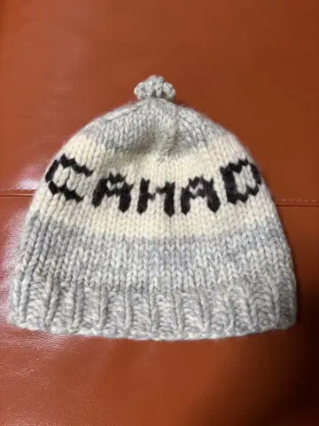 캐나다제 코위찬 니트 모자 울 100% 핸드메이드 그레이 계열