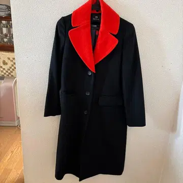 폴 스미스 블랙 레드 롱 코트