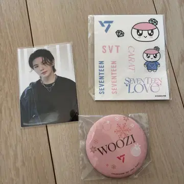 WOOZI 포토 카드 스티커 배지 세트