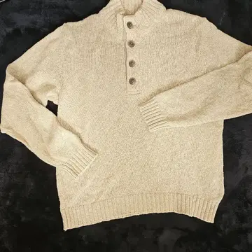 L.L.Bean 버튼 스웨터 코튼 100% 하프 버튼