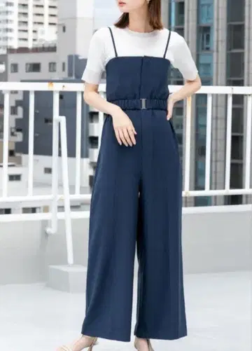 스트랩 부착 벨트 베어 오버롤 팬츠