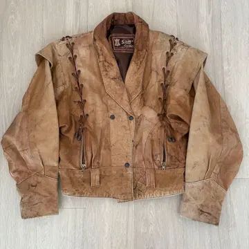 가죽 크롭 자켓 브라운