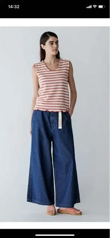 MEYAME 사이드 라인 와이드 팬츠