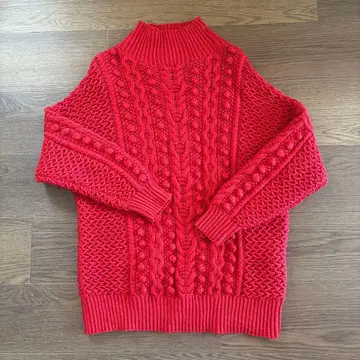 MACPHEE 손뜨개질 레드 스웨터 사이즈 1