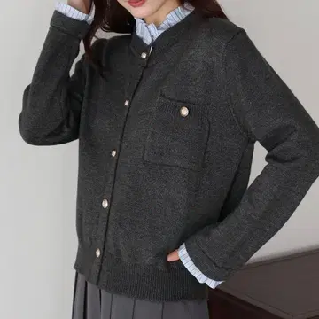 BLUEEAST 프릴 셔츠 도킹 가디건 차콜 그레이 M 사이즈