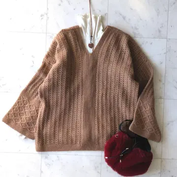 이에나 IENA 박스 실루엣 풀오버 니트 V넥 카멜