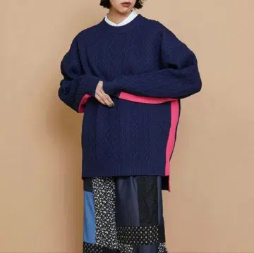 FRAPBOIS 네온 피셔 케이블 니트 스웨터 긴팔