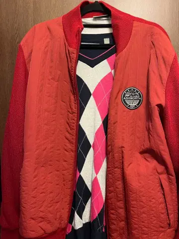 애쉬워스 2점 레드 퀼팅 자켓 아가일 스웨터 남성용 O