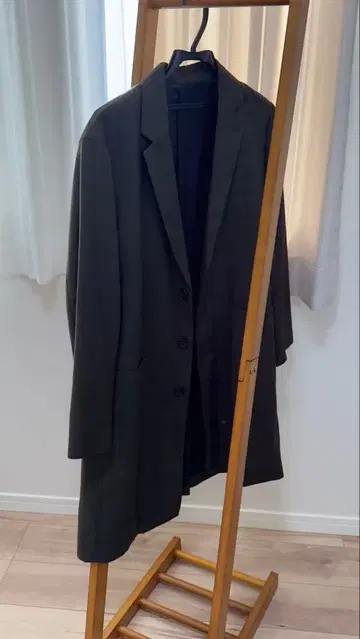 모스그린 테일러드 자켓 세미롱 기장