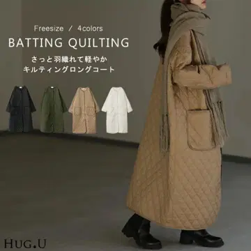 hug.u 새상품 에구치 노리코 착용 퀼팅 코트 샌드 베이지