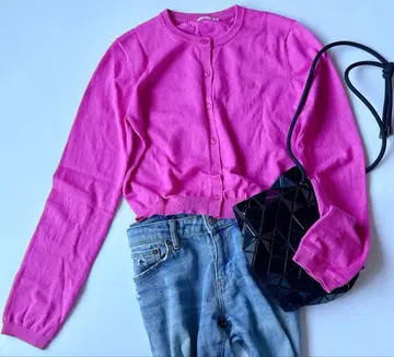 마우지 MOUSSY 긴팔 버튼 다운 가디건 니트 핑크