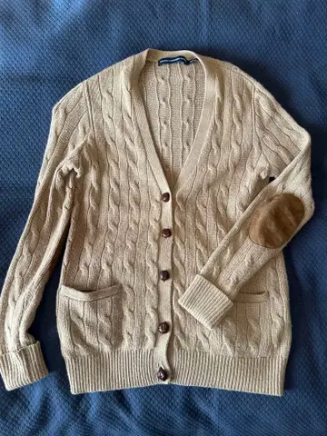 랄프 로렌 케이블 가디건 카멜 캐시미어 혼방