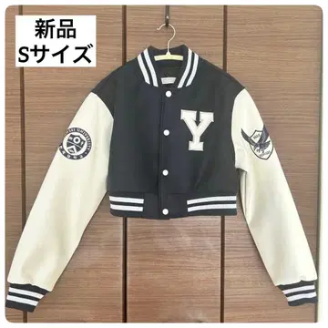 한국 연세대학교 바시티 자켓 숏 기장 크롭 자켓 네이비