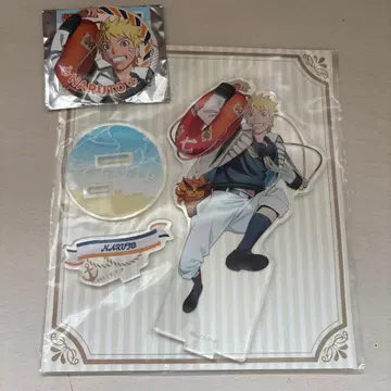 NARUTO 우즈마키 나루토 마린룩 아크릴 스탠드 & 캔뱃지 세트