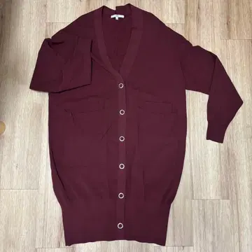 UN3D. 스테디셀러 오버 가디건 버건디 빨간색 38 롱 가디건