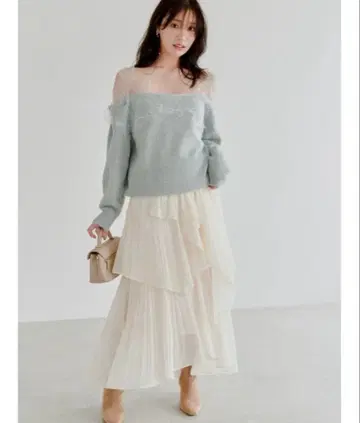 스나이델 스트레이트 플리츠 캉캉 스커트