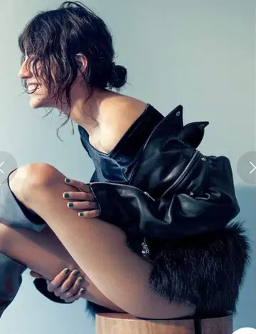 FRAY I.D 블랙 가죽 라이더 자켓 2WAY