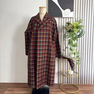 새상품 EUCLAID 체크 무늬 롱 코트 38~40