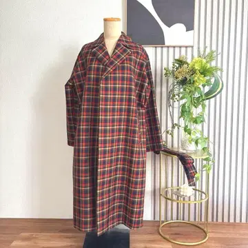 새상품 EUCLAID 체크 무늬 롱 코트 38~40