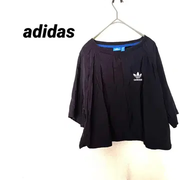 3796K 아디다스 티셔츠 L 블랙 7부 소매 티셔츠 상의 숏 기장