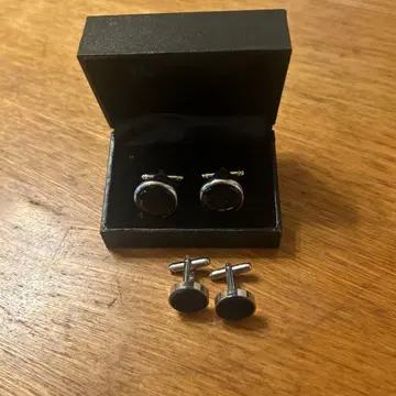 블랙 원형 커프스 링크 박스 포함