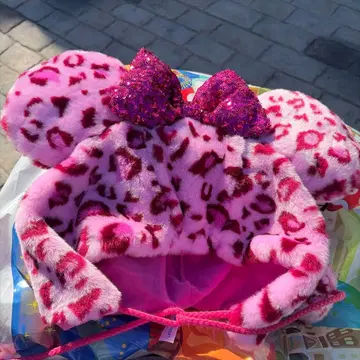 디즈니 팬캡 미니 마우스 레오파드 무늬 핑크