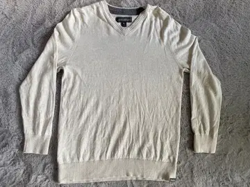 Eddie Bauer V넥 니트 스웨터 S 크림