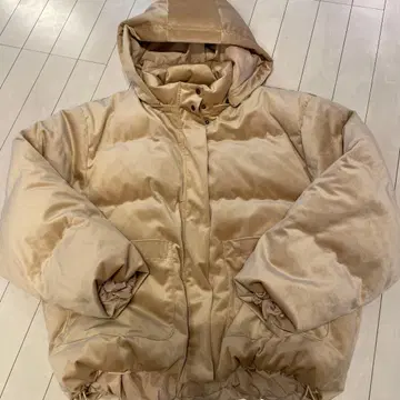 새상품급 Discoat 베이지 후드 부착 다운 자켓 프리 사이즈